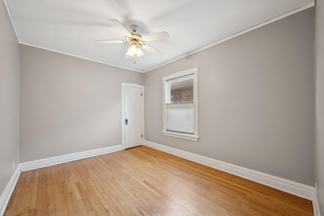 6912 N Osceola Ave, Chicago, IL 60631 - empty room featuring light wood finished floors, ceiling fan, and ornamental molding