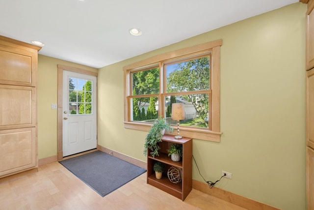 6912 N Osceola Ave, Chicago, IL 60631 - doorway to outside with recessed lighting and light wood finished floors