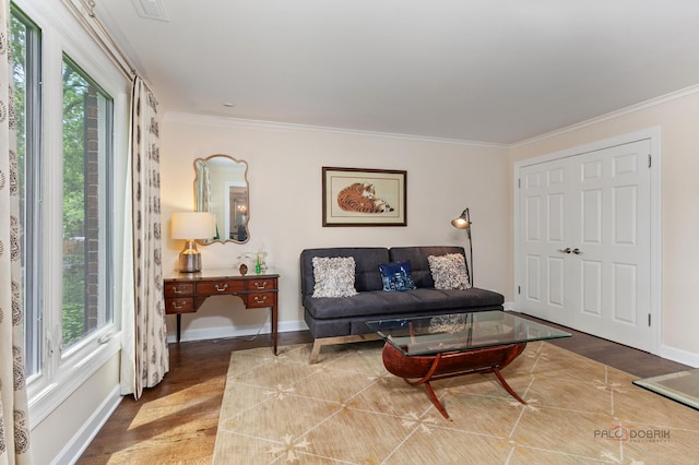 1350 N Western Ave Unit 106, Lake Forest, IL 60045 - living area featuring ornamental molding and wood finished floors