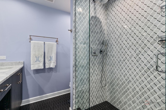 1350 N Western Ave Unit 106, Lake Forest, IL 60045 - full bath with a stall shower, vanity, and tile patterned floors