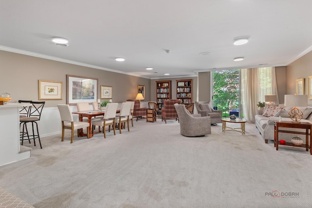 1350 N Western Ave Unit 106, Lake Forest, IL 60045 - living room featuring crown molding and carpet floors