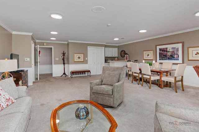 1350 N Western Ave Unit 106, Lake Forest, IL 60045 - living area featuring light colored carpet, crown molding, and recessed lighting