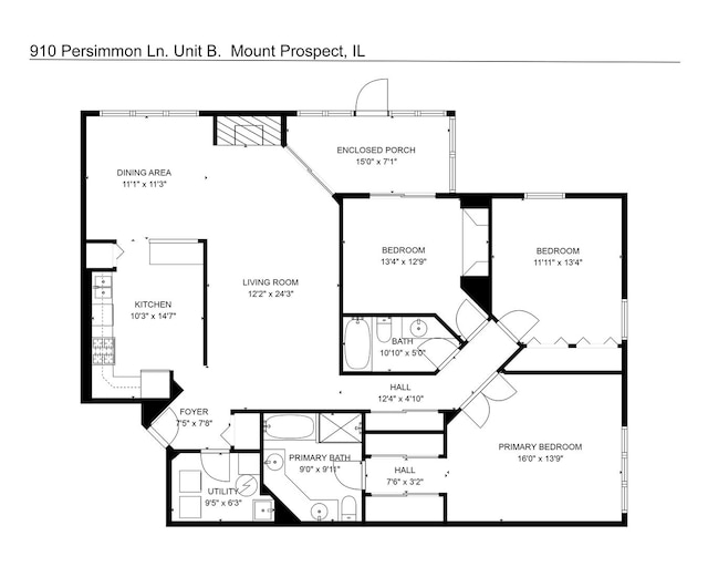 910 Persimmon Ln Unit B, Mount Prospect, IL 60056 - view of property floor plan