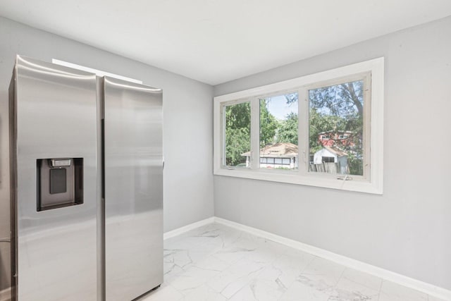 8753 S Troy Ave, Evergreen Park, IL 60805 - kitchen with stainless steel refrigerator with ice dispenser and light marble finish floors