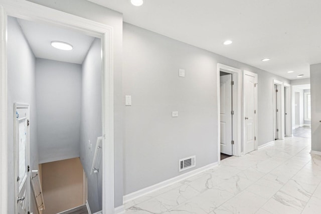 8753 S Troy Ave, Evergreen Park, IL 60805 - hallway with light marble finish floors and recessed lighting