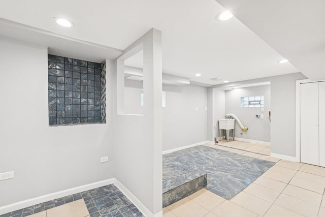 8753 S Troy Ave, Evergreen Park, IL 60805 - below grade area with recessed lighting and tile patterned flooring