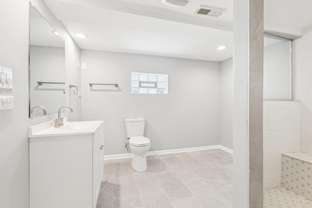 8753 S Troy Ave, Evergreen Park, IL 60805 - bathroom featuring vanity, a walk in shower, and recessed lighting