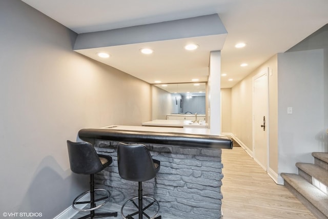 4 Cour La Salle Ct, Palos Hills, IL 60465 - indoor wet bar featuring wood finished floors, recessed lighting, and stairway
