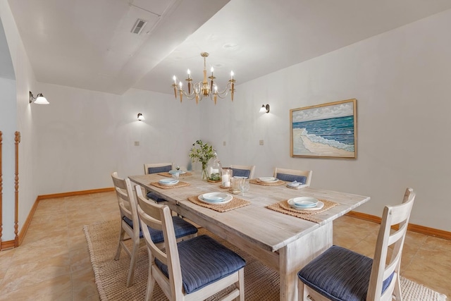 39081 N Sheridan Rd, Antioch, IL 60002 - dining space featuring a chandelier and light tile patterned flooring