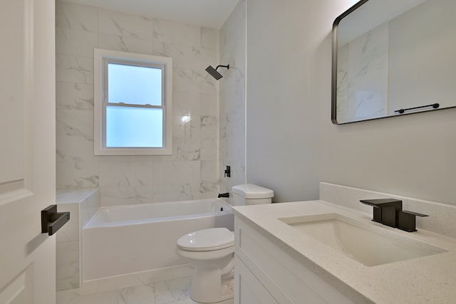 8004 S Ada St, Chicago, IL 60620 - bathroom featuring marble finish flooring, vanity, and shower / bath combination