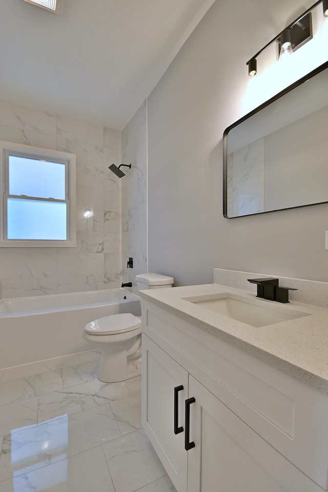 8004 S Ada St, Chicago, IL 60620 - bathroom with vanity, marble finish flooring, and tub / shower combination