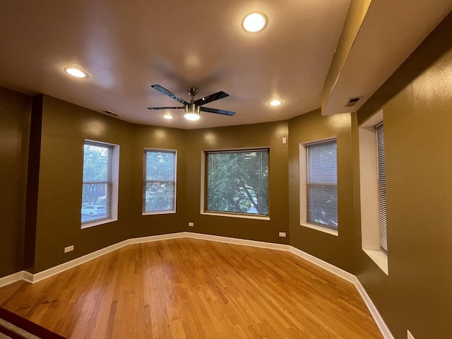 6938 S Dorchester Ave Unit 2, Chicago, IL 60637 - empty room featuring ceiling fan, wood finished floors, and recessed lighting
