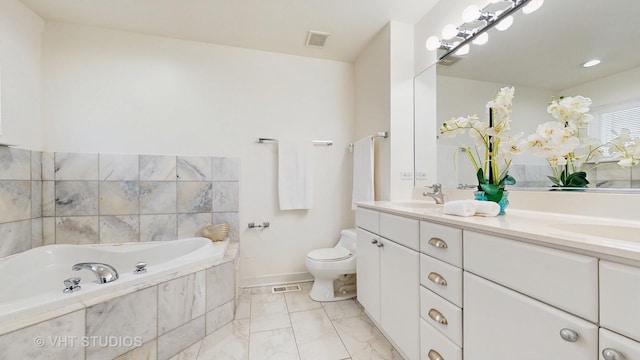 1845 N Marshfield Ave, Chicago, IL 60622 - full bath featuring double vanity, a bath, and marble look tile flooring
