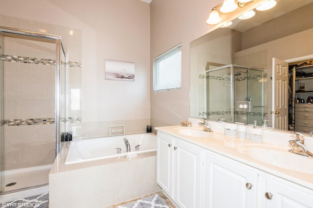 2467 Worthington Dr, Aurora, IL 60506 - full bathroom with a shower stall, a bath, and double vanity