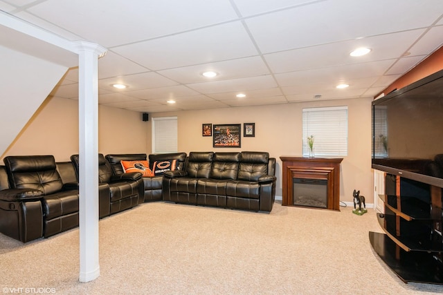 2467 Worthington Dr, Aurora, IL 60506 - carpeted living room featuring recessed lighting