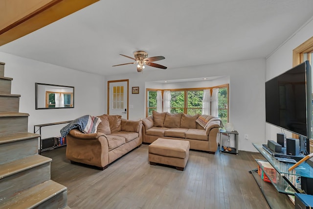 1819 Il Route 176, Crystal Lake, IL 60014 - living room with a ceiling fan and hardwood / wood-style floors