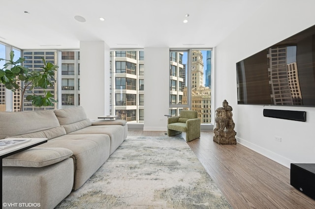 403 N Wabash Ave Unit 17C, Chicago, IL 60611 - living room with floor to ceiling windows and wood finished floors