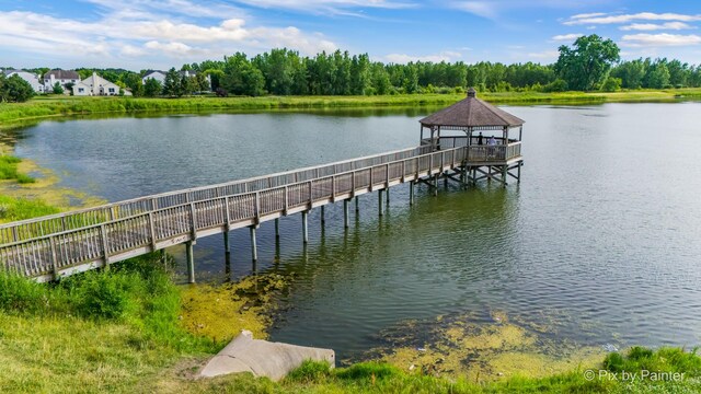 937 Emerald Dr, Pingree Grove, IL 60140 - dock area with a gazebo and a water view