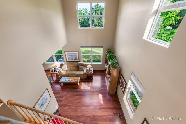 937 Emerald Dr, Pingree Grove, IL 60140 - living room with plenty of natural light, wood finished floors, and a high ceiling