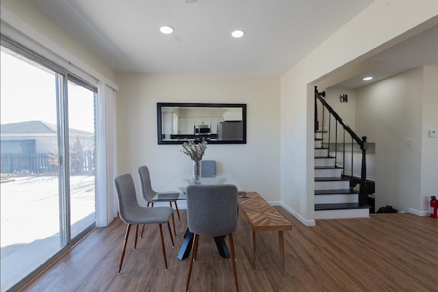 507 Wingate Dr, Schaumburg, IL 60193 - dining room with wood finished floors, stairs, and recessed lighting