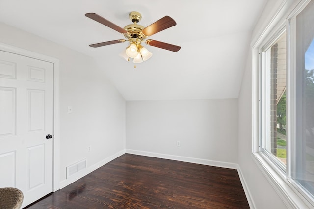 334 153rd St, Calumet City, IL 60409 - bonus room featuring vaulted ceiling, dark wood-style flooring, and ceiling fan