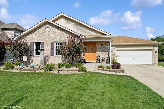 1908 Chestnut Hill Rd, Plainfield, IL 60586 - single story home featuring brick siding, a front lawn, a garage, and driveway