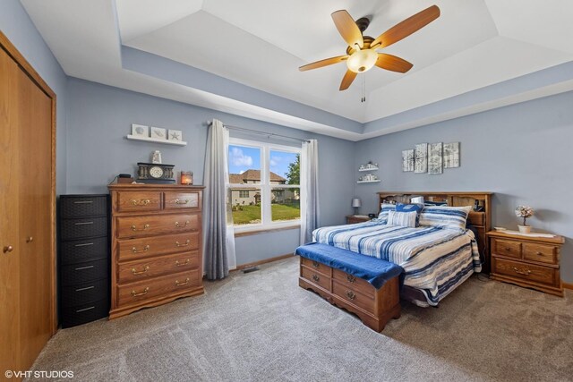 1908 Chestnut Hill Rd, Plainfield, IL 60586 - bedroom featuring a tray ceiling, carpet flooring, and a closet