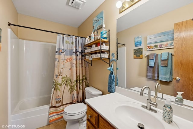 1908 Chestnut Hill Rd, Plainfield, IL 60586 - bathroom featuring vanity, shower / bath combo, and tile patterned floors