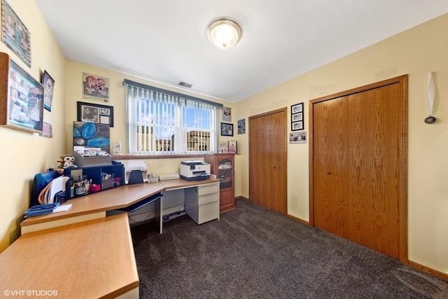 1908 Chestnut Hill Rd, Plainfield, IL 60586 - office space with dark colored carpet and built in desk