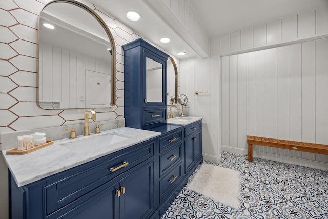 3 Old Valley Rd, Rolling Meadows, IL 60008 - bathroom featuring double vanity, recessed lighting, and tile patterned floors