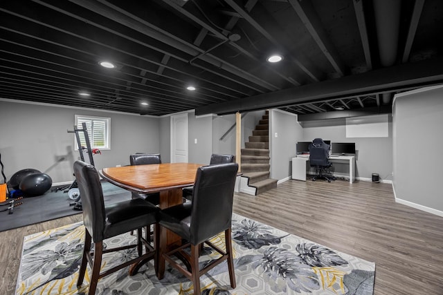 3 Old Valley Rd, Rolling Meadows, IL 60008 - dining area with wood finished floors, stairway, and recessed lighting