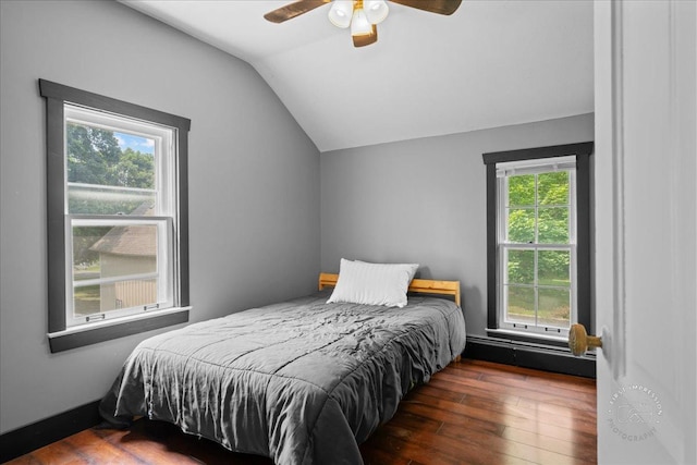 32W167 Army Trail Rd, Wayne, IL 60184 - bedroom featuring wood-type flooring, lofted ceiling, ceiling fan, and a baseboard heating unit