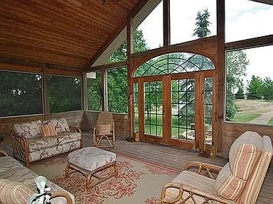 9417 W Steger Rd, Frankfort, IL 60423 - sunroom with high vaulted ceiling, french doors, wooden ceiling, and a deck