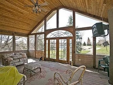 9417 W Steger Rd, Frankfort, IL 60423 - sunroom with ceiling fan, vaulted ceiling, and french doors