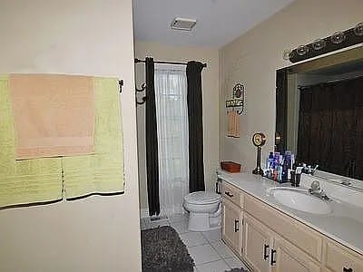 9417 W Steger Rd, Frankfort, IL 60423 - bathroom with vanity, tile patterned flooring, and curtained shower
