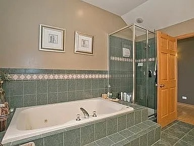 9417 W Steger Rd, Frankfort, IL 60423 - bathroom featuring a bath and tiled shower
