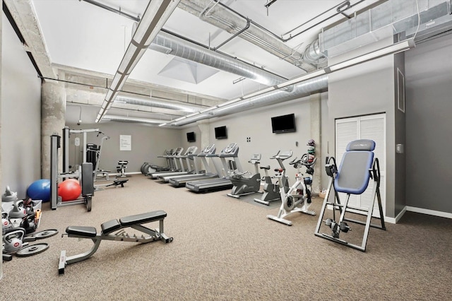 3963 W Belmont Ave Unit 613, Chicago, IL 60618 - exercise room featuring carpet flooring and baseboards