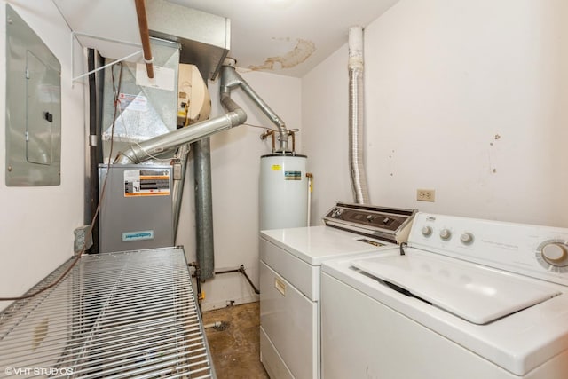 330 Memory Ln Unit 2, Westmont, IL 60559 - laundry room featuring gas water heater, electric panel, and independent washer and dryer