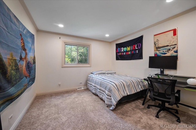 24106 W Pheasant Chase Dr, Plainfield, IL 60544 - carpeted bedroom with crown molding, recessed lighting, and a desk