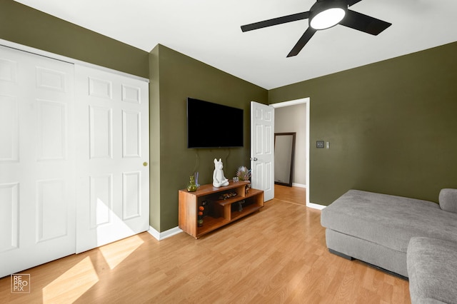 417 Chadsford Ct, Carol Stream, IL 60188 - living room featuring ceiling fan and light wood-style floors