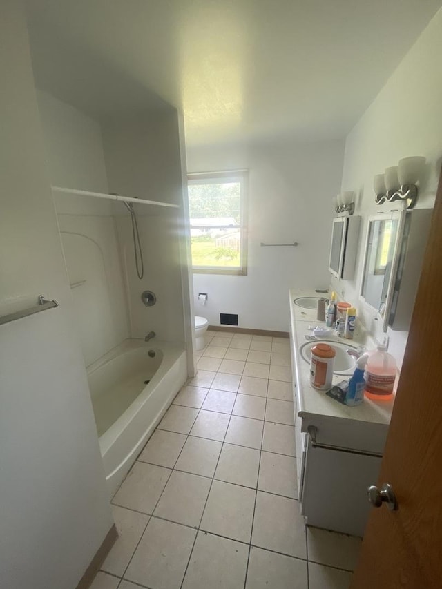 217-219 Mulvain St, Durand, IL 61024 - full bath featuring double vanity, tile patterned flooring, and  shower combination