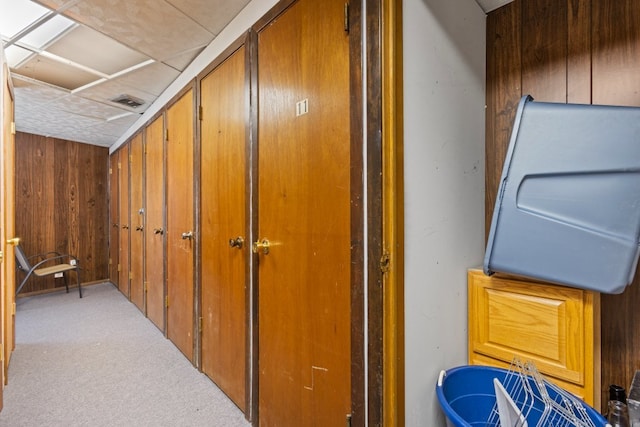 7100 W 95th St Unit 110, Oak Lawn, IL 60453 - detailed view of carpet flooring and wood walls