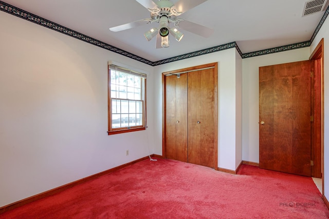 400 Seafarer Dr, Third Lake, IL 60030 - unfurnished bedroom with carpet floors, a closet, crown molding, and ceiling fan