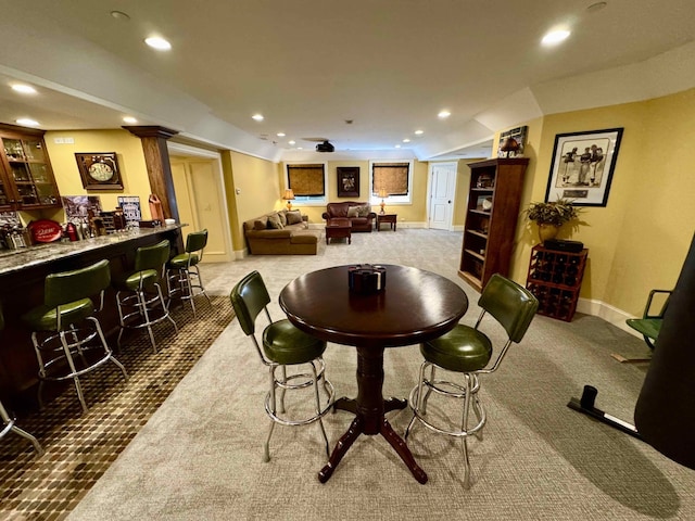 1104 S Vine Ave, Park Ridge, IL 60068 - carpeted dining area featuring a dry bar and recessed lighting