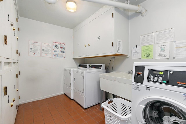 7234 W N Ave Unit 1203, Elmwood Park, IL 60707 - washroom with washer and dryer, cabinet space, and tile patterned flooring