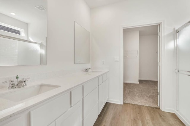 14653 S Greenbriar Dr, Plainfield, IL 60544 - bathroom with double vanity, a walk in closet, and wood finished floors