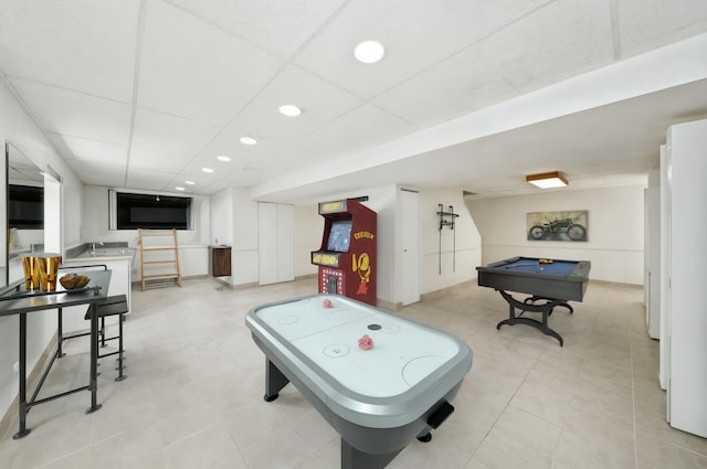 600 N Brookdale Dr, Schaumburg, IL 60194 - recreation room featuring billiards table, recessed lighting, and light tile patterned floors