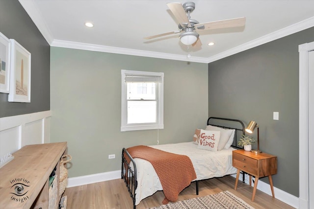 16838 S 91st Ave, Orland Hills, IL 60487 - bedroom featuring wood finished floors, ornamental molding, ceiling fan, and recessed lighting