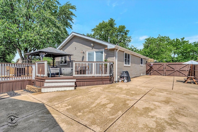 16838 S 91st Ave, Orland Hills, IL 60487 - rear view of property with a gate, a wooden deck, a gazebo, and a patio area