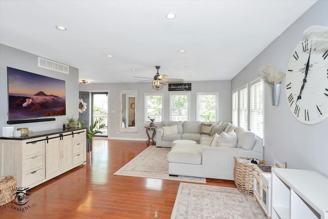 16838 S 91st Ave, Orland Hills, IL 60487 - living room with recessed lighting, wood finished floors, and a ceiling fan